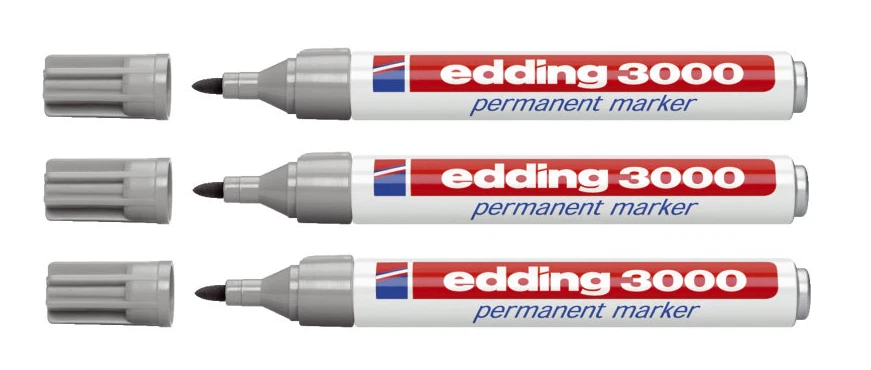 edding 3000 1,5-3mm Permanentmarker mit Rundspitze - Grau (4-3000012)