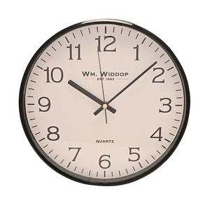 Wm Widdop Slim Line Black Cased Wall Clock 30cm - Picture 1 of 1