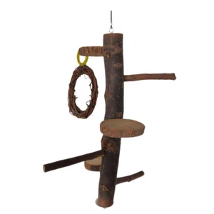 Wooden Stand Toys Diy Parrot Play Large Perch Hanging Standing Rack - Picture 1 of 12