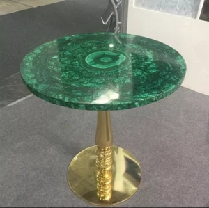 24" Luxury Round Malachite Stone Art side Center Sofa Coffee & Bedside Table Dec - Picture 1 of 3