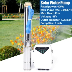3" DC 48V 400W Solar Submersible Pump Bore Deep Well Water Pump+MPPT Controller - Picture 1 of 11