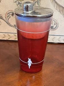 MCM Man Cave Bar Beefeater Red Glass Cocktail Shaker steel lid Gin Knight Party - Picture 1 of 4