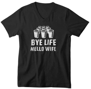 V-neck Hello Wife Shirt Wedding Groom To Be Bachelor Party Groomsmen Proposal - Picture 1 of 3