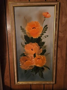 Original Oil Painting On Canvas "WORKS BY FLO" Signed And Framed- 33" X 18" - Picture 1 of 1