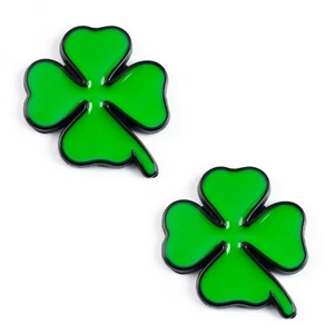 2x Alfa Romeo QV Cloverleaf Black and Green Quadrifoglio Metal Badge Emblem - Foto 1 di 6