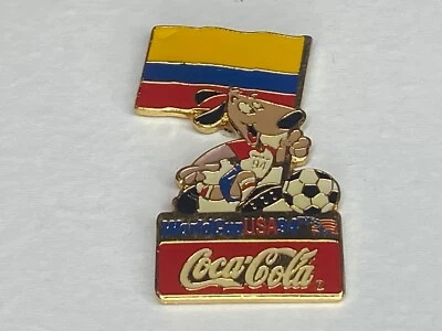 Vintage Coca-Cola Coke 1994 World Cup Soccer Pin Team Columbia Columbian Flag - Image 1 of 2