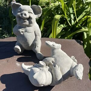 Pig Garden Statue Outdoor Figurine Ornament Sculpture 8" Concrete For Home decor