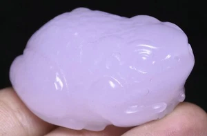 5CM China Natural Pink Jade Carve Feng Shui Golden Toad Spittor Amulet Pendant - Picture 1 of 6
