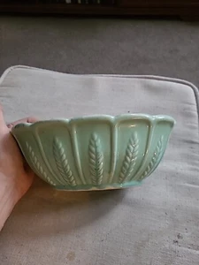 Ceramic Pottery USA Teal Blue oval Planter pot. Wheat pattern. - Picture 1 of 8