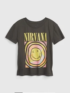 New Nirvana Smiley Face Gap Girls Size Medium Relaxed T-shirt - Picture 1 of 1