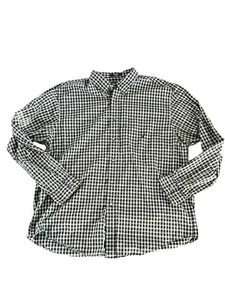 Nautica Shirt Mens XL Black Plaid Button Up Long Sleeve Cotton - Picture 1 of 6