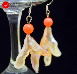 20*30mm Baroque Chicken Toe Pink Pearl Earring for Women Dangle Earring ear509 - Picture 1 of 5