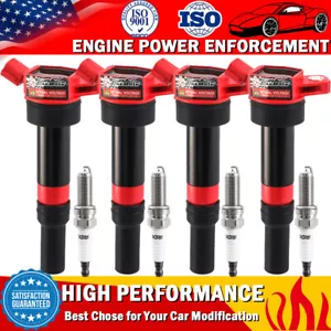 4 Pack Ignition Coils and Spark Plugs For Hyundai Kia Elantra Tucson Forte UF651 - Picture 1 of 15