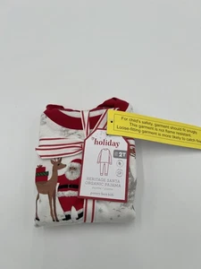 Pottery Barn Kids Pajama Set Toddler 2T Heritage Santa Organic Holiday Cotton - Bild 1 von 5