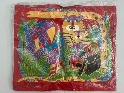 Nuevo con etiquetas Bolso de Mano Laurel Burch Animalia Animales de la Selva Rojo Cremallera DEFECTO LEER Foto 1 de 4