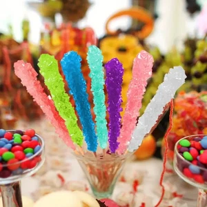12PLS Extra Large Rock Candy Sticks: 12 Pink Cherry Lollipop Individually - Picture 1 of 6