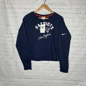 Sz M New England Patriots NFL Nike Crew Neck Sweater Cropped Sweatshirt Women's - Picture 1 of 9