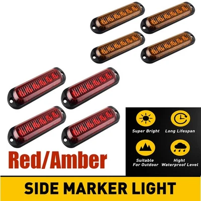4x Marker Lights 6"LED Truck Trailer Clearance Light Amber/Red Trucks Trailers Foto 1 de 4