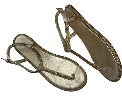 Jessica Simpson Champagne, Shimmer Sandals, Size 10 M Style JS-Oliara Gold Bling - Image 1 of 3