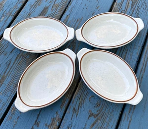 4 VTG Syracuse China Oval Au Gratin Dishes Restaurant Ware 748 Brown Speckle USA - Picture 1 of 13