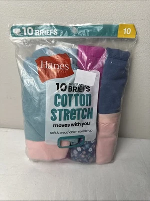 Paquete de 10 calzoncillos de algodón súper suaves sin etiquetas para niñas Hanes talla 10 Foto 1 de 4