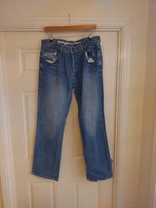 Kangaroo Poo Men's Fly Button Jeans Vintage Boot Cut Waist - 36" - Leg 34" - Picture 1 of 8