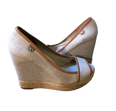 Tory Burch Mallorca Alpargata de Lona Cuña Punta abierta Zapatos Talla 40 - 9-9.5M Foto 1 de 4