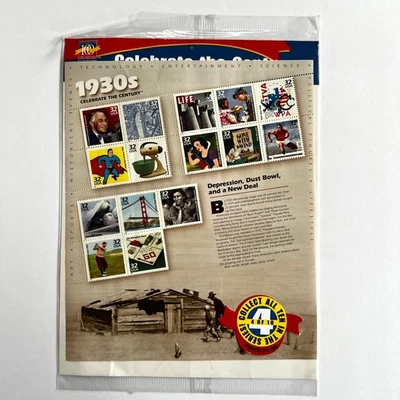USPS 1930s Celebrate The Century Sheet of Fifteen 32 Cent Stamps Scott 3185 - Image 1 of 4