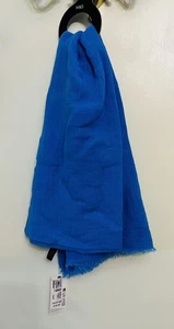 Rectangular Linen Blend Scarf In blue RRP £19.50 - Picture 1 of 3