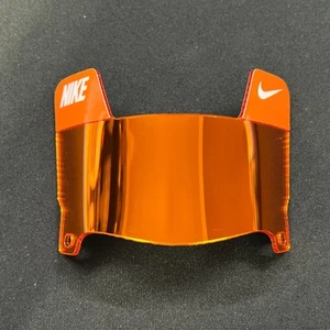 Orange "Nike" Tabs - Orange Chrome MINI Football Helmet Visor with Orange Clips - Picture 1 of 2