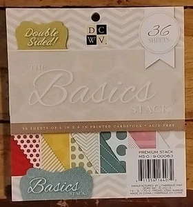 DCWV The Basics Stack Cardstock Paper Pad 6x6 Design Assortment Scrapbooking - Picture 1 of 6
