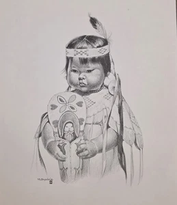 Vera Louise Drysdale - Little Yakima Girl Holding A Nez Perce Doll - Print Art - Bild 1 von 6