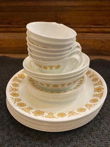 Vintage Corelle Butterfly Gold Geschirr Geschirr 27 Teile - Bild 1 von 9