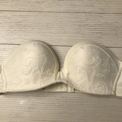 Sujetador Corsé Novia Sin Tirantes 34A Blanco Crema Encaje Sin Signos de Uso Foto 1 de 2