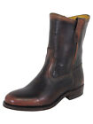 $458 Frye Womens Jet Roper Pull On Leather Round Toe Boots, Dark Brown, US 7
