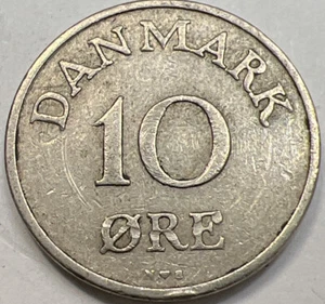 1953 DENMARK 10 Ore Coin - Authentic Circulated - Free Shipping.   Lot - 45.nn2 - Picture 1 of 6