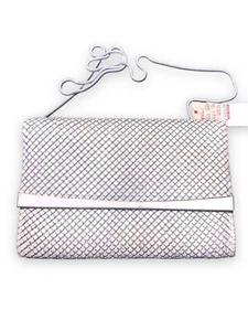 NOS Vtg White & Gold Formal Shoulder Strap 1970s 70s Beaded Purse handbag Disco - Picture 1 of 2