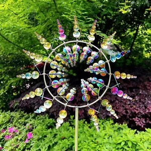 3D Windmill Kinetic Metal Sculpture Wind Spinner Yard Garden Outdoor Decoration