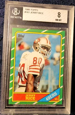 1986 Topps Jerry Rice Becket Perfect BGS 8 RC TD KING! HOF - Image 1 of 2