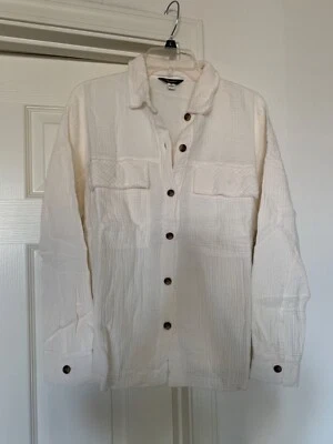 NUEVO CON ETIQUETAS Suministros Muselina Botón Marfil Top Gran Tamaño Mediano Foto 1 de 4