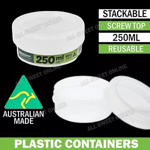8pcs 250ML Screw Top Container BPA Free Food Plastic Storage Lid Australian Made - Picture 1 of 6