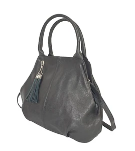 59) BORSE IN PELLE Italy Damen Tasche Ledertasche Neu Schwarz Echtes Leder - Bild 1 von 8