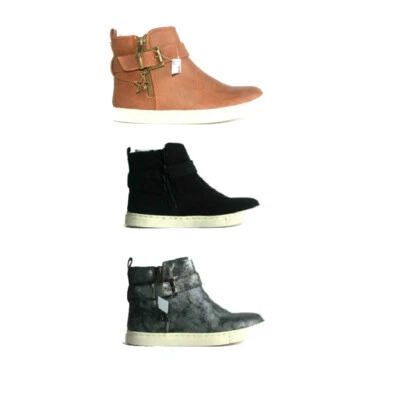 Next Girls Silver Black Zip Up Buckle Faux Leather Ankle Boots Junior Size 9-3 - Image 1 of 4