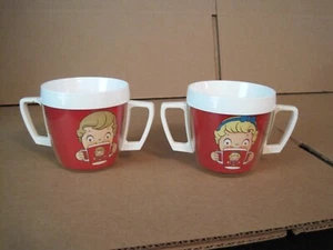 2 VINTAGE THERMO SERV WEST BEND CAMPBELL SOUP BOY & GIRL PLASTIC CUPS - Picture 1 of 13