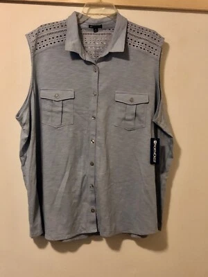 4X Plus Woman’s North Crest Sleeveless Shirt Top Light Blue (NWT) - Image 1 of 4
