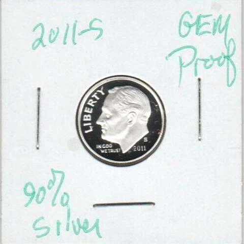 2011 S Roosevelt Dime 90% SILVER Proof FROSTY Coin President GEM Roosie ST ore Cover