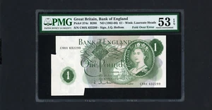GB UK UNITED KINGDOM ERROR P-374c , 1962-6 , 1 Pound , PMG 53 Queen Elizabeth II - Picture 1 of 2