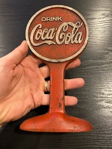 Coca Cola Door Stop Cast Iron Solid Metal Patina Doorstop Soda Coke Collector - Picture 1 of 12