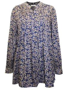 Damart blouse navy plus size 14 16 18 20 22 24 26 Floral Print Half Button Tunic - Picture 1 of 8