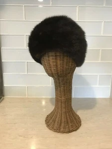 Vintage Womens Genuine Mink Fur Hat  Cloche Union Made United Hatters sz 22 - Picture 1 of 8
